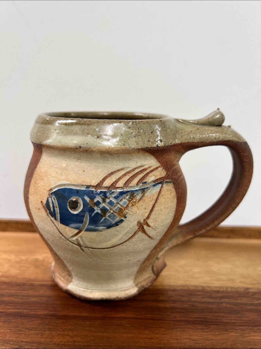 Morris pottery Handmade Ceramic Fish Mug folksy cottagecore artsy vibe OOAK